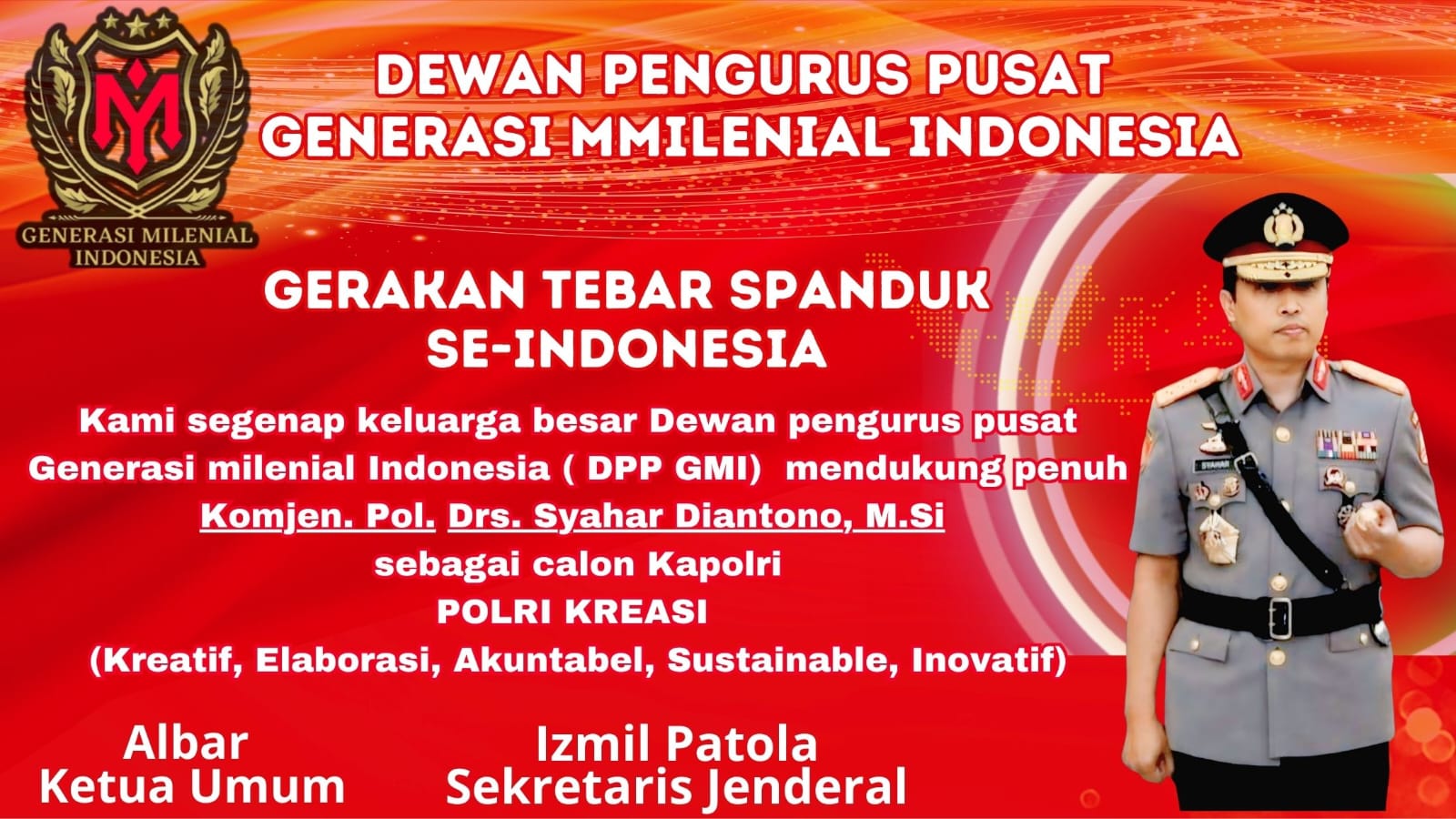 DPP GMI Dukung Komjen Pol Syahardiantono Jadi Kapolri, Siap Tebar Spanduk Dukungan di Seluruh Indonesia