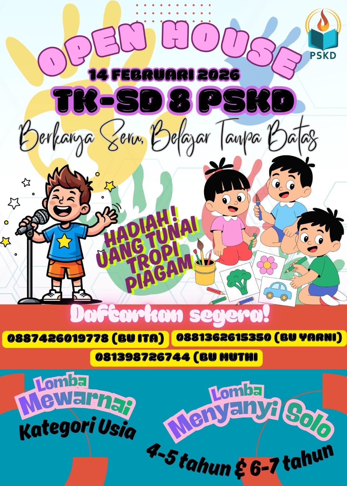 TK–SD 8 PSKD DEPOK GELAR OPEN HOUSE DAN LOMBA KREATIVITAS ANAK  Tema “Berkarya Seru, Belajar Tanpa Batas” Hadirkan Ajang Eksplorasi Bakat bagi Anak Usia Dini